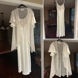 Vintage Valentino Intimo Satin Nightgown & Rashella Satin/Chiffon Robe NWT Small